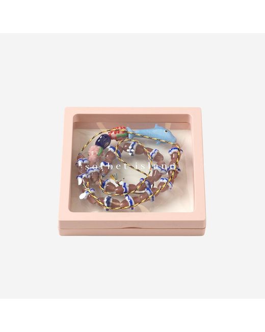 Sorbet Island White Necklace With Dolphins And Glass Beads