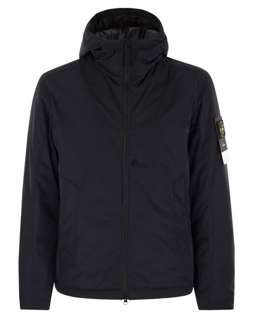 Stone Island Blue Padded Jacket With Hood And Drip Proof for men
