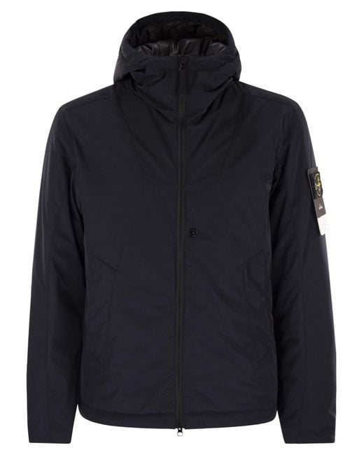 Stone Island Gevoted Jasje Met Kap En Druppelbestendig in het Blue voor heren