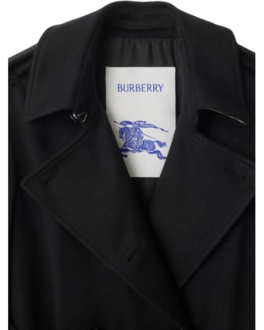 Burberry Black Cashmere Long Kensington Heritage Trench Coat