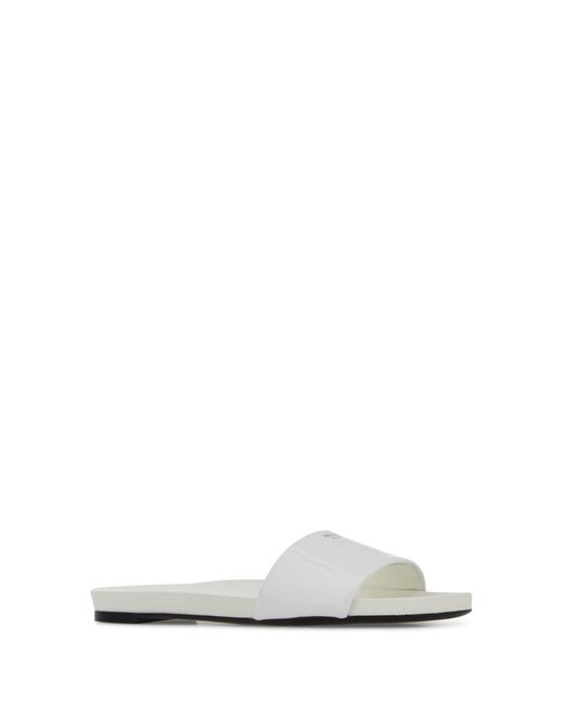 Prada White Leather Slippers