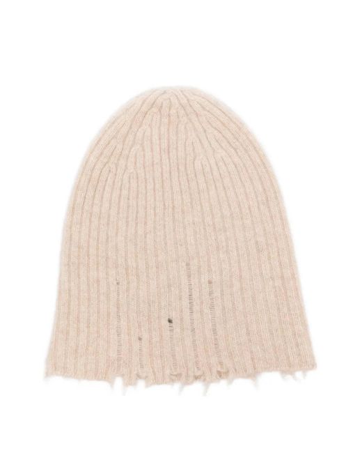 Gorro de canalé deshilachado Uma Wang de color Natural