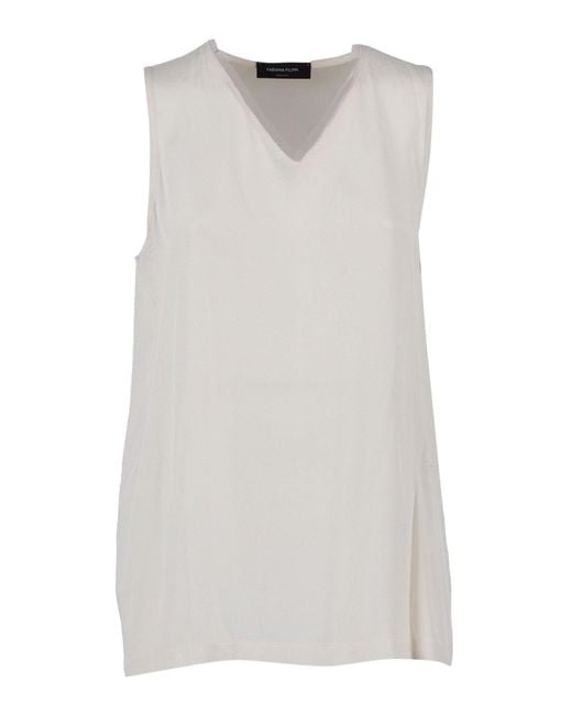 Fabiana Filippi White V-Neck Tank Top