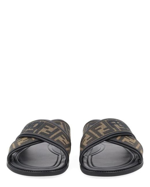 Fendi Black Slide Con Logo for men