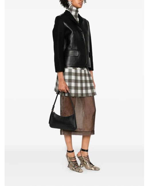 Marni Black Leather Shoulder Bag With Zip
