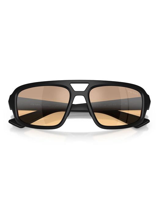 Prada Brown Sonnenbrille Psb11 Su 1 Bo40 Z Red Line Mattschwarz/Orange verspiegelt Herren