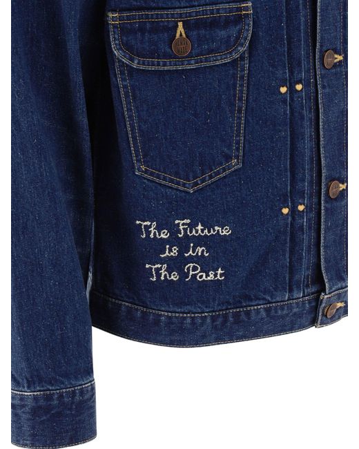 Giacca di jeans ricamata fatta dall'uomo di Human Made in Blue da Uomo