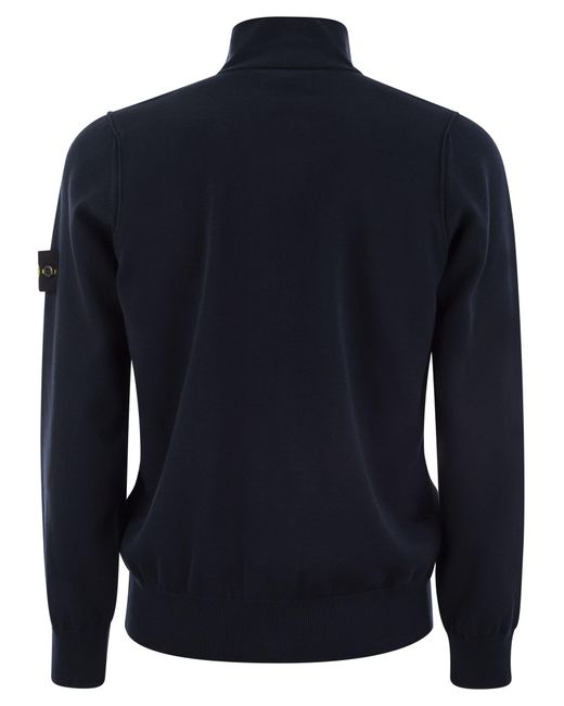 Stone Island Blue Cotton Cardigan With Zip for men