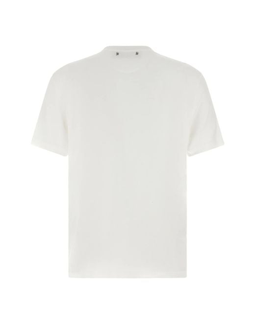 Golden Goose Deluxe Brand White Journey Regular T-Shirt Jersey Tencel With Flag Print