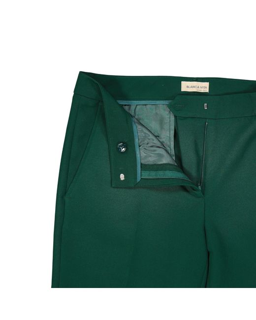Blanca Vita Green Cropped Tailored Trousers
