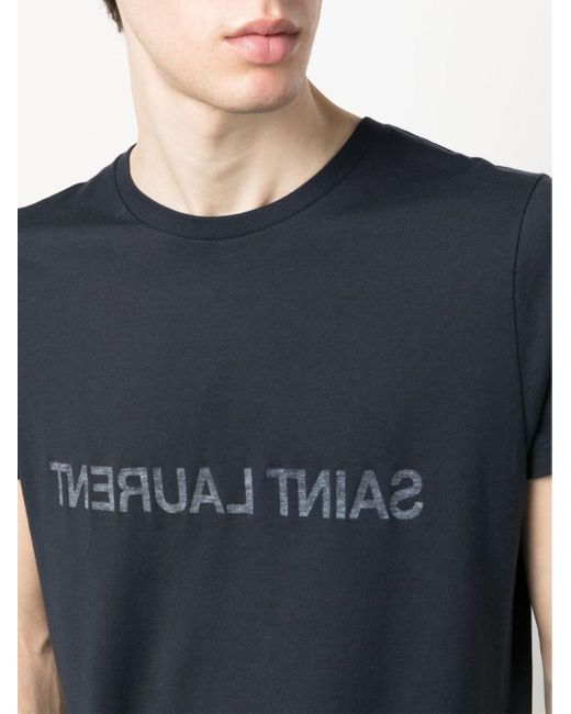 Saint Laurent Logo Baumwoll -T -Shirt in Black für Herren
