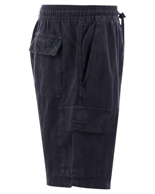 Vilebrequin Blue Linen Cargo Bermuda Shorts