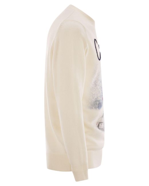 Mc2 Saint Barth Heron Pullover mit Rundhalsausschnitt und Stickerei auf der Vorderseite in Natural für Herren