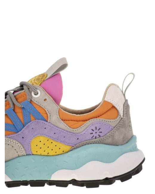 Flower Mountain Gray Yamano 3 Turnschuhe im Wildleder und technischen Stoff