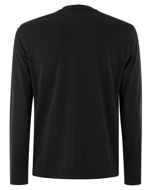 Fedeli Met Lange Mouwen Katoenen T -shirt in het Black