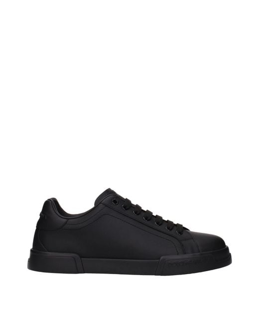 Dolce & Gabbana Black Portofino Uomo Sneakers Leather