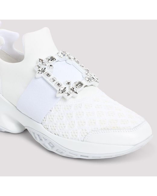 Roger Vivier White Run Strass Buckle Sneakers