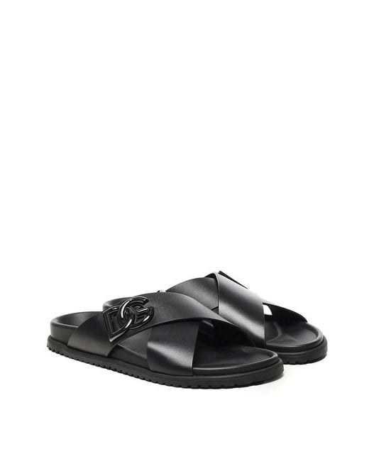 Dolce & Gabbana Black Calfskin Sandal for men
