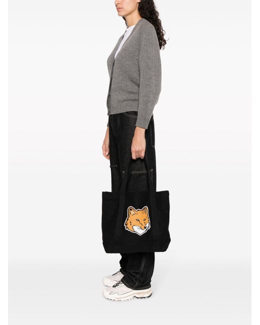 Maison Kitsuné Black Tote Bag With Print