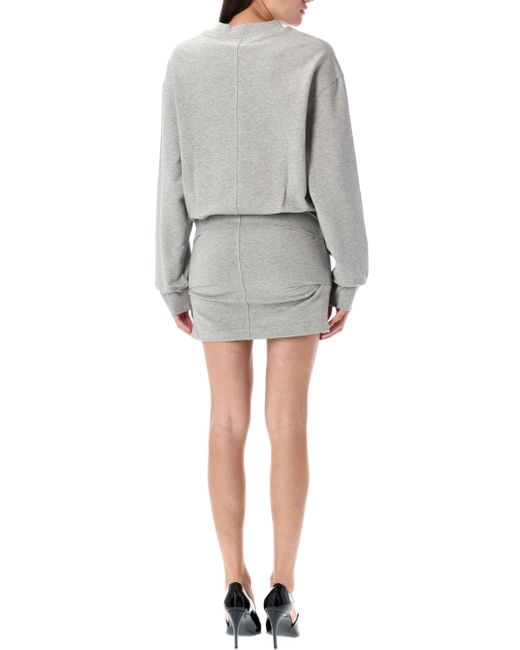 The Attico Gray Light American Fleece Mini Dress