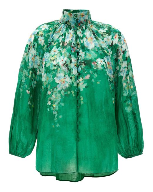 Zimmermann Green 'Everley Billow' Blouse