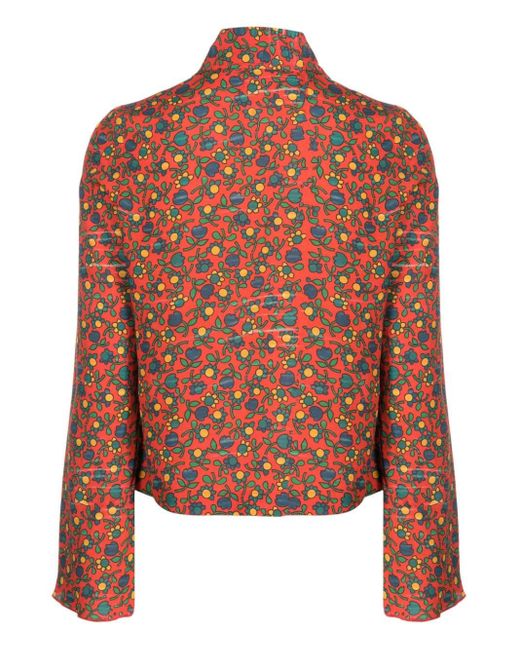 ERL Brown Printed Crepe Blouse Woven Clothing