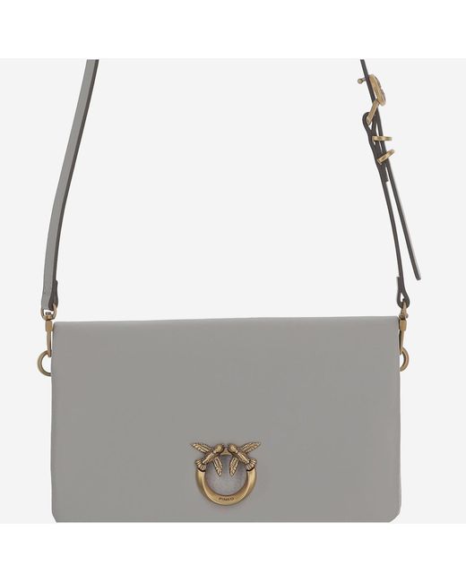 Pinko White Leather Bag With Logo