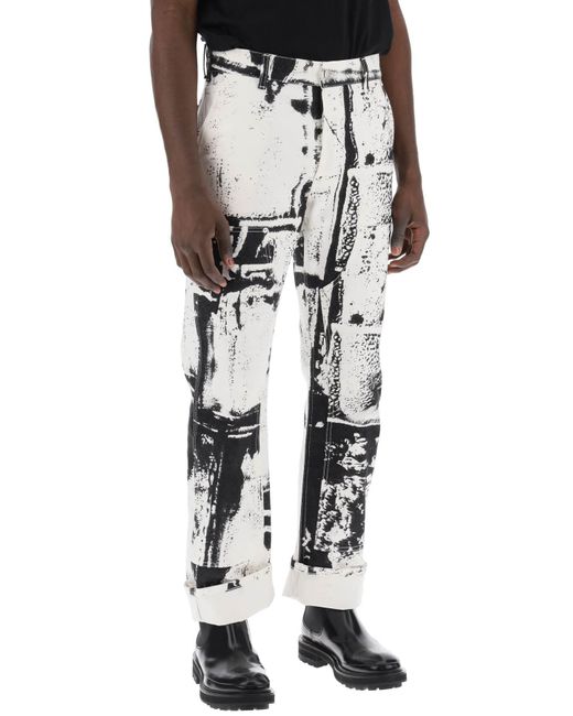 Fold Impresión de trabajo Jeans Alexander McQueen de hombre de color White