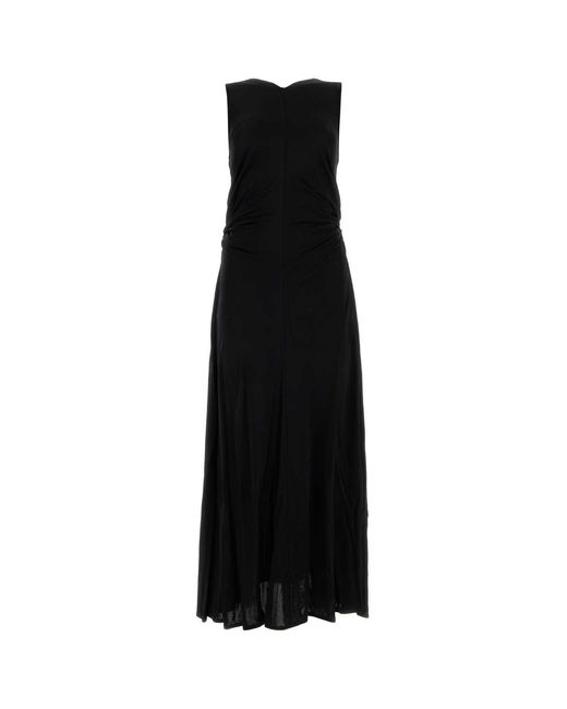 Bottega Veneta Black Open Back Gathered Side T-Shirt Dress For