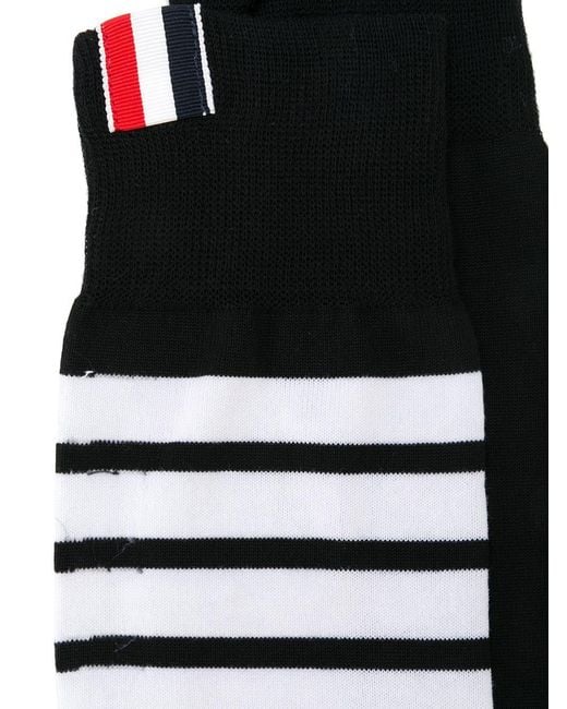 Thom Browne Black Mid Calf Socks With 4 Bar
