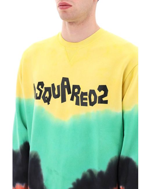 DSquared² Tie Dye Crew Neck Sweatshirt mit Logodruck in Multicolor für Herren