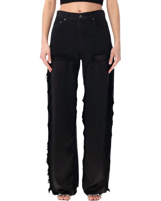 Haikure Black Bonnie Satin Bull Boyfriend Pants