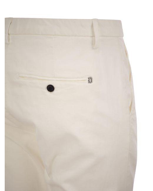 Dondup White Gaubert Slim Fit Gabardine Trousers for men