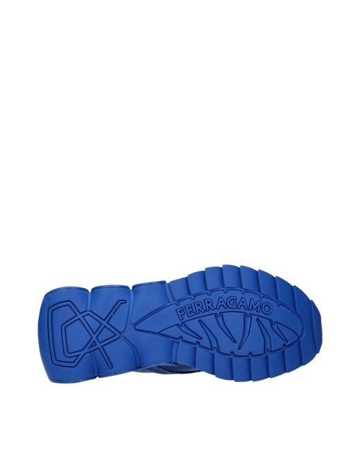Ferragamo Blue Sneakers Nima Knit Fabric