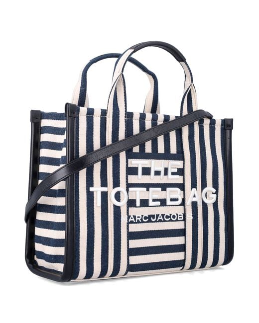 Marc Jacobs White The Stripe Canvas Medium Tote Bag