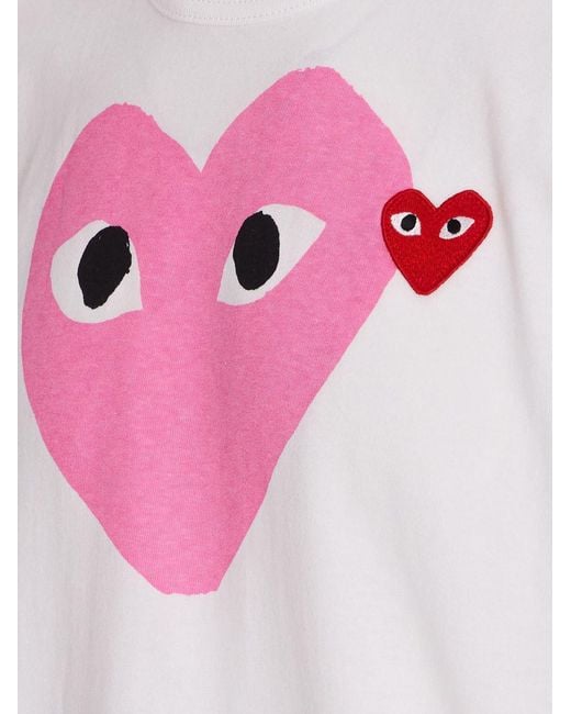 Comme des Garçons Pink Logo Cotton T-Shirt