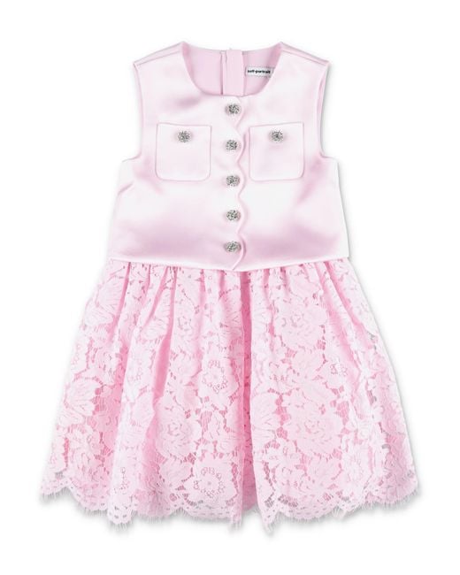 Self-Portrait Pink Mini Dress For Girls