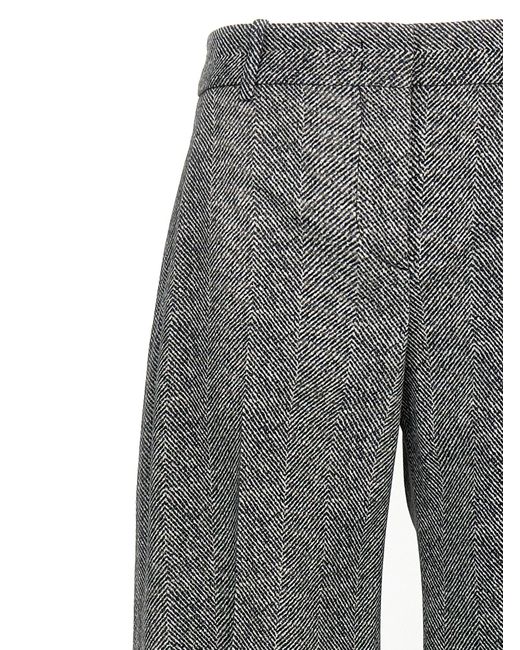Ermanno Scervino Gray Herringbone Patterned Viscose Trousers