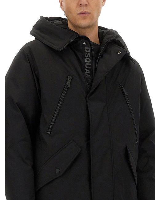 DSquared² Black Dsquared Caban Puffer Coat for men