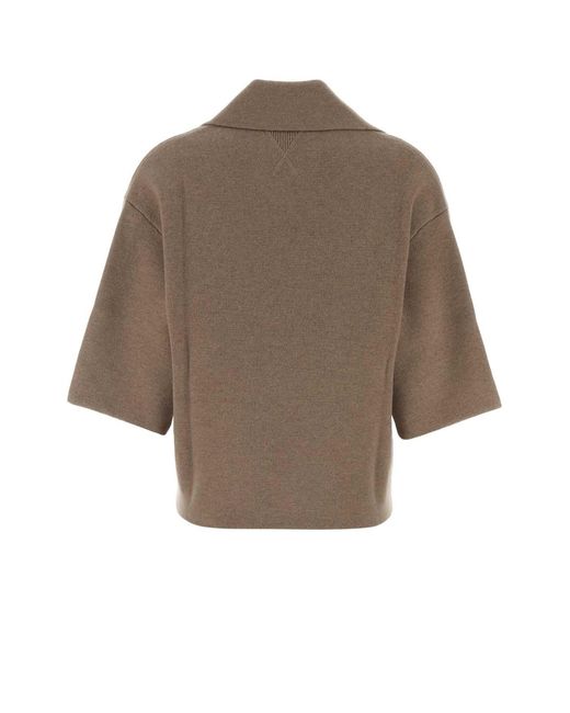 Bottega Veneta Brown Mw Compact Cashmere Ss Polo