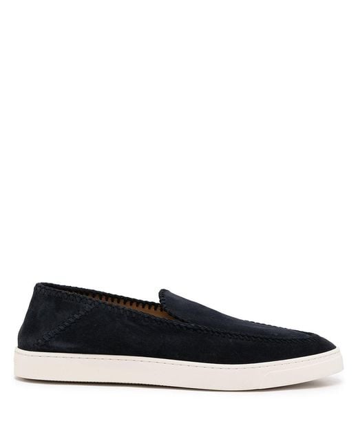 Giorgio Armani Black Leather Slip-On Sneakers for men