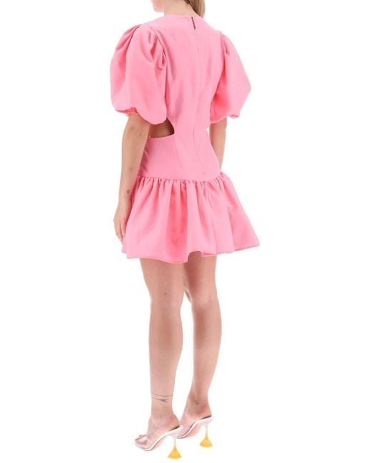 MSGM Pink Mini -Kleid mit Ballonärmel und Ausschnitten