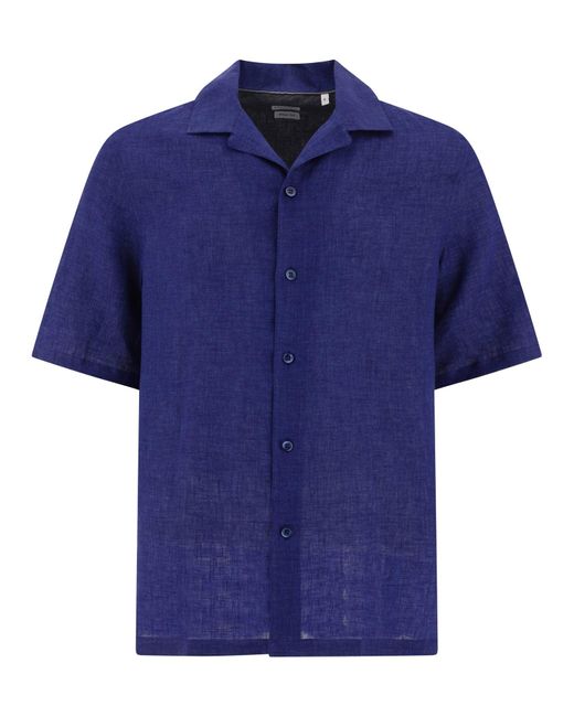Shirt Chambray di lino di di Brunello Cucinelli in Blue da Uomo