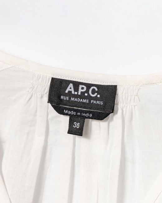 A.P.C. White V-Neck Blouse With Buttoned-Cuff Sleeves