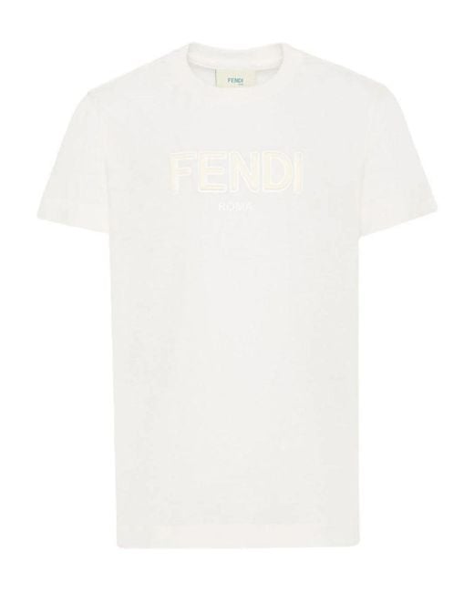 Fendi White T Shirt With Logo