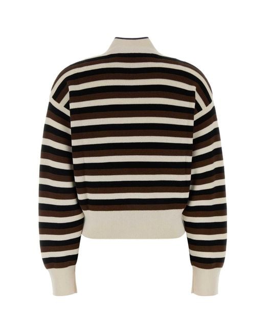 Brunello Cucinelli Black Stripes Mock Collar Sweater
