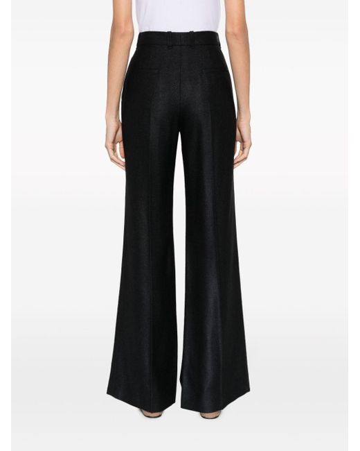 Chloé Black Wool And Silk Blend Flared Leg Trousers