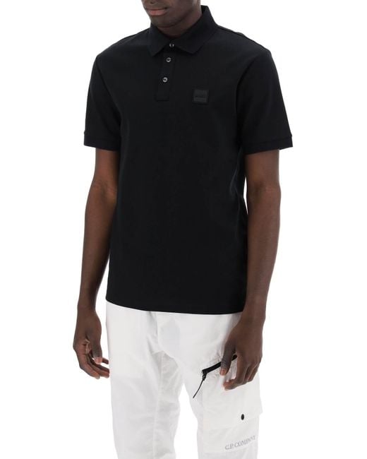 Boss Cotton Jersey Polo -shirt in het Black voor heren