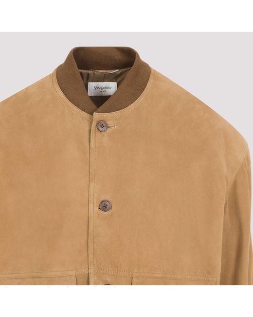 Saint Laurent Brown Solid Bomber Jacket for men