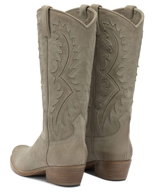 Sartore Multicolor Leather Cowboy Boots Boots And Ankle Boots Beige